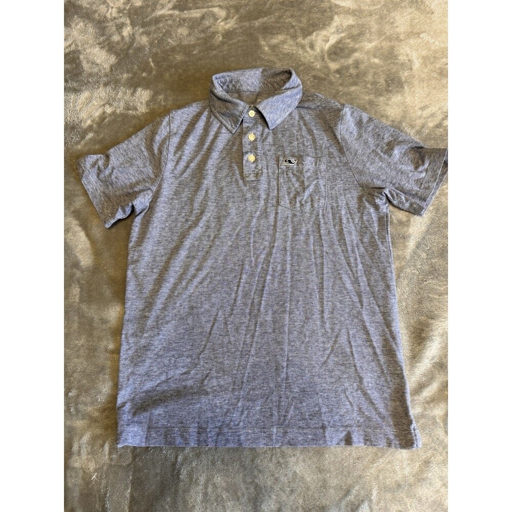 Vineyard Vines Boys Short Sleeve Polo Shirt With Whale (Grey) Boys Size M 12-14